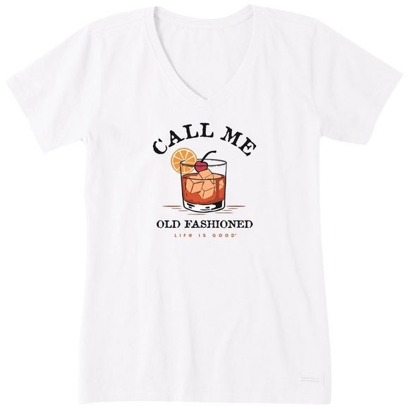 Life Is Good - Call Me Old Fashioned V-Neck T-Shirt - Picture 1 of 4